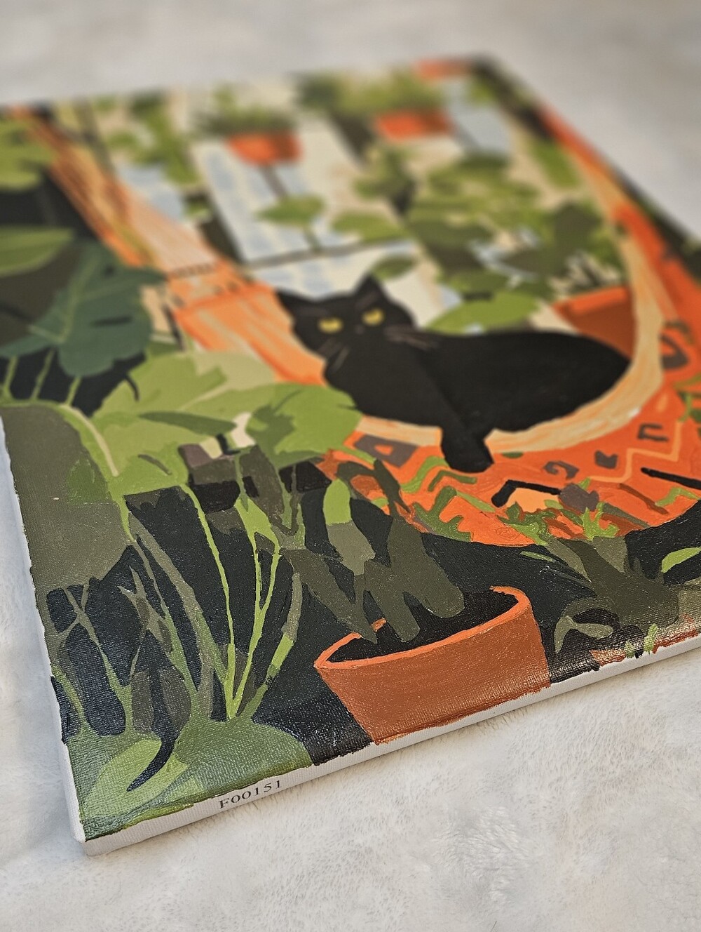 Hand Painted Black Cat in Hammock Canvas Art - Picture 3 of 7